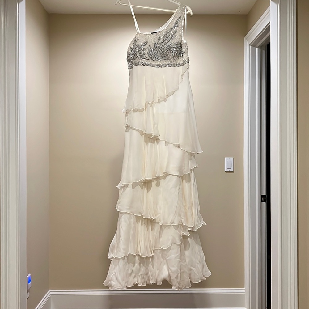Aidan Mattox One Shoulder Tiered Prom Dress
